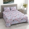 Pink floral 400 Tc Cotton Flat  Super King Size Bedsheet With 2 Pillow Cover