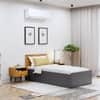 Hexa Engineered Wood Modern Single Bed With Headboard With Storage In Slate Grey And Giant Wood