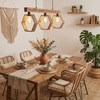 Hexagram 3 Series Brown Solid Wood Cluster Hanging Light