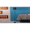 Dorah Blue Natural Fiber Floor Lamp with Black Iron Base
