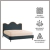 Solara Wave Luxe King Size Bed in velvet With Oak wood Frame & Hydraulic Storage