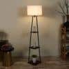 Holly White Cotton Floor Lamp with Solid Wood
