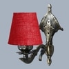 Devansh Metal Electric Wall Light in Antique Gold Colour with Maroon Shade Count of 1 Light