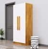 Hexa Red Wooden 2 Door Wardrobe with 4 Shelves in Giant Wood and Frosty White Colour