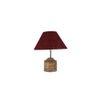 Joyce Maroon Natural Fiber Shade Table Lamp with Natural Wooden Base
