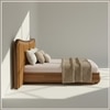 Elowen Softline King Size Bed in velvet With Oak wood Frame & Hydraulic Storage