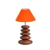 Devansh Orange Cotton Table Lamp With Wood  Pebble Lamp  (10X10X15) Inches
