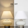 MALOTO Frosted White Glass and Chrome Finish Metal Table Lamp With White Cotton Shade
