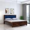 Dhunja Solid Sheesham Wood  King Size  blue Upholstered  Bed In Provincial Teak Finish