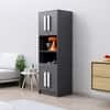 Hexa Red Crockery Unit Multipurpose Wooden Storage Cabinet in Slate Grey Colour