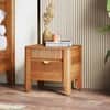 Toledo Solid Wood King Non Storage Bed with Bedside Table (Standard) – Amber Walnut Finish