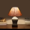 Devansh Conical Beige Jute Shade Lamp With Wood & Mosaic Glass Base For Decoration/Office/Home/Gifting/Study For Decoration/Office/Home/Gifting/Study -(10X10X14.5) Inches -A