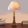 Devansh Off-White Cotton Vintage  Lamp With Wood Base (12X12X23.25)