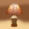Devansh Conical Beige Jute Shade Lamp With Wood & Mosaic Glass Base For Decoration/Office/Home/Gifting/Study For Decoration/Office/Home/Gifting/Study -(10X10X14.5) Inches -A