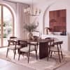 Zen Rectangular Solid Wood 6 Seater Dining Table With 6 Zen Solid Wood Dining Chair (Finish: Danish Walnut, Colour:  San Ripple)