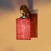 Devansh Solid Wood Electric Wall Light in Brown Colour with Maroon Shade Count of 1 Light