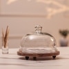 Ireka Homes Frosty Bliss Acacia Wood Cake Stand with Glass Dome