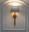 Parker Single Light Wall Fitting In Antique Brass Finish Metal With Cotton Shade