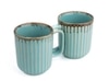 Blue Aqua Drizzle Contemporary Ceramic Mug Set