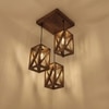 Symmetric Brown Solid Wood Cluster Hanging Light