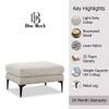 Doe Buck Minimal Luxe Ottoman Bench in Light Grey Colour Fabric with Dark Wood Legs