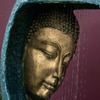 Buddha Face Shower Blue and Gold Fiber Glass Indoor Fountain