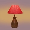 Devansh Pink Jute Table Lamp With  Wood Natural Base (10X12.5 Inches)-33