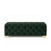 Doe Buck Velvet Tufted Bench in Green Colour with Gold Base