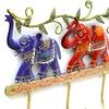 Metal Handpainted Red Elephant Key Holder with 4 Hooks