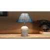 Turquoise Jute with White Brushed Wood Table Lamp