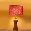 Devansh Maroon Jute Table Lamp With G Wood Natural Base -(7X18.25 Inches)-12