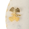 White Marble Round Platter with Gold Foil Work and Brass Butterfly Embedding, Multi-Utility