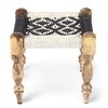 Riaza Sheesham Wood Vintage Set of 2 Stools in Black & White Rope Canning