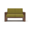 Parson 2 Seater Wooden Sofa In Teak Finish (Green Olivia)