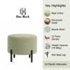 Doe Buck Premium Boucle Round Ottoman in Matte Sage Colour with Polished Black Legs
