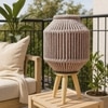 Luxe Home Standing Bamboo Woven Lantern with Stand or Glass Jar - 2025-212- Taupe (40x20x20 cm)