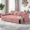 Luna 5 Seater Velvet RHS Pull Out Sofa Cum Bed in Peach Color With Storage