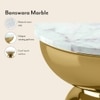 Alaya Round White Marble Top Metal Side Table in Gold finish