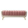Hoslo Velvet 2 Seater Ottoman Bench in Cream & Peach Color