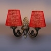 Devansh Metal Electric Wall Light in Antique Gold Colour with Maroon Shade Count of 2 Lights