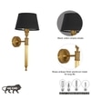 Parker Single Light Wall Fitting In Antique Brass Finish Metal With Black Cotton Shade