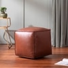 Cuboid Collection Dark Brown Faux Leather Pouf Ottoman Set Of 2
