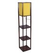 Brown Square Floor Lamp with Yellow Shade