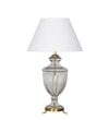 Mystic Hand Cut Rippled Glass And Brass Casted Metal Table Lamp With White Cotton Shade