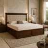 Leher Solid Wood Compact Queen Bed Hydraulic Storage Provincial Teak Finish Mattress 60 x 72 Inches