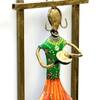 Desert Art Metal Handpainted Lady Musician Wall Hanging Set of 3 in Green Colour