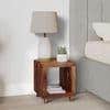 Berlin Sheesham Wood Contemporary Rectangle End Table Side Table In Natural Teak Finish
