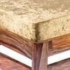 Amber Sheesham Wood Foot Stool in Teak Finish with Velvet Green Cushion