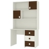 Flora Study Desk cum Bookshelf with Shuttered Cabinets Open Shelves and Drawers in Coffee Walnut Colour