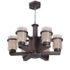 Eliante Chandelier - 6 Light Mild Steel Wood Glass Hanging Ceiling Light Fixture